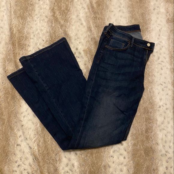 HM DENIM MINI FLARE JEANS in DARK BLUE WASH - Picture 2 of 4